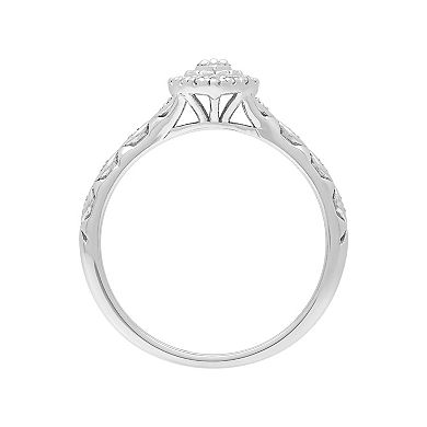 Love Always Sterling Silver 1/10 Carat T.W. Diamond Halo Promise Ring