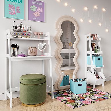 RiverRidge Home Kids Desk with Ladder Shelf Storage & 2 Floating Bookshelves