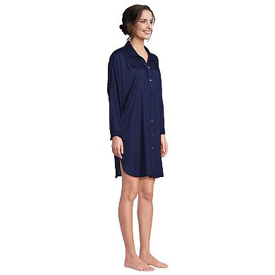 Women's Lands' End Sheer Modal Oversized Button Front Swim Cover-Up