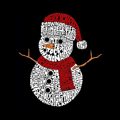 Christmas Snowman - Girl's Word Art Long Sleeve T-Shirt