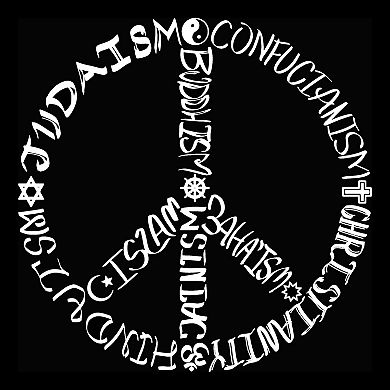 Different Faiths Peace Sign - Mens Word Art Crewneck Sweatshirt