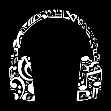 Music Note Headphones - Mens Word Art Crewneck Sweatshirt