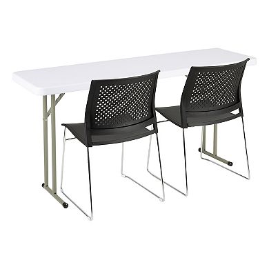 Norwood Commercial Furniture Rectangular Outdoor/Indoor Blow Molded Plastic Folding Table