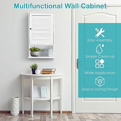 Bathroom Wall Mount Storage Cabinet Single Door with Height Adjustable Shelf