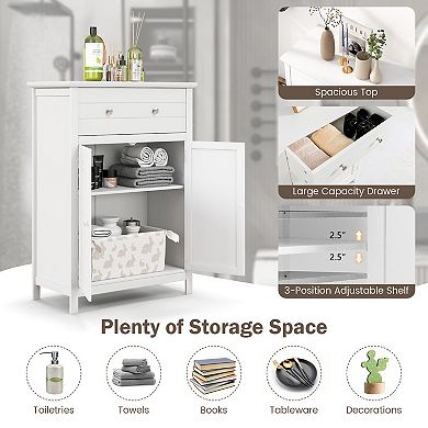 Free Standing Bathroom Storage Cabinet with Large Drawer