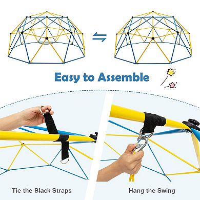 10 Feet Dome Climber with Swing and 800 Lbs Load Capacity-Multicolor