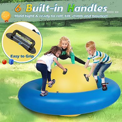 7.5 Foot Giant Inflatable Dome Rocker Bouncer with 6 Built-in Handles for Kids-Blue
