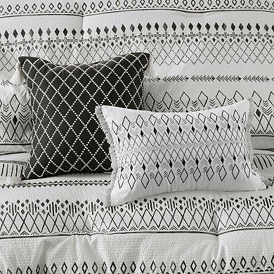 Madison Park Joshua 5-Piece Printed Seersucker Comforter Set with Throw Pillows