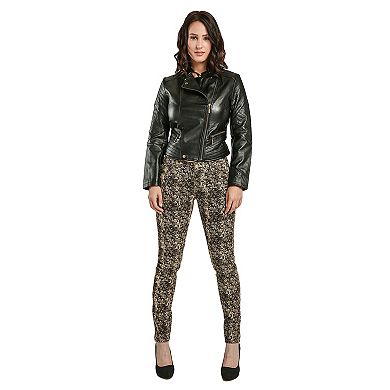 Women's Stretch Twill MidRise Skinny Jeans Snake Skin Print