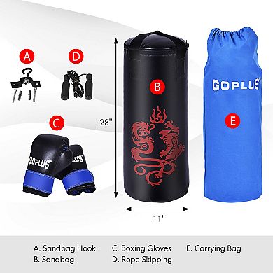 5 Pieces 40Lbs Filled Punching Boxing Set with Jump Rope and Gloves