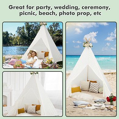 Lace Teepee Tent with Colorful Light Strings for Children