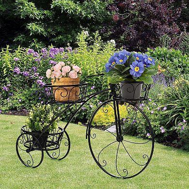 Tricycle Plant Stand Flower Pot Cart Holder in Parisian Style