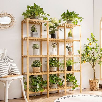 Multifunctional Wicker Shelf Flower Plant Display Stand