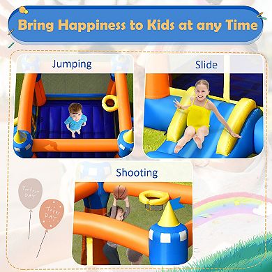 Kids Inflatable Bounce House Magic Castle with Large Jumping Area without Blower