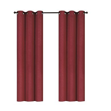 J&V TEXTILES Embossed Solid Blackout Grommet Curtain Panels (Set of 2)
