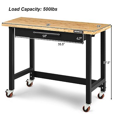 Mobile Workbench with Lockable Casters for Home Work Use