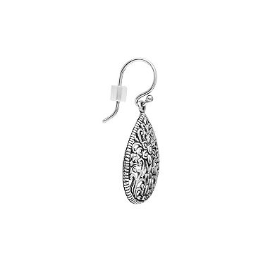Oxidized Sterling Silver Filigree Flower Drop Earrings