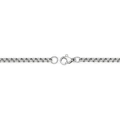 Men's LYNX Stainless Steel 3 mm Round Box Chain Necklace