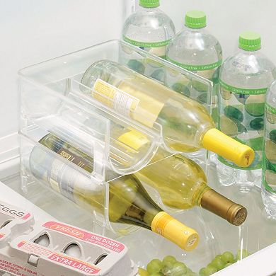 mDesign Plastic Stackable Wine Bottle Storage Organizer Rack, 2 Bottles Wide - 2 Pack