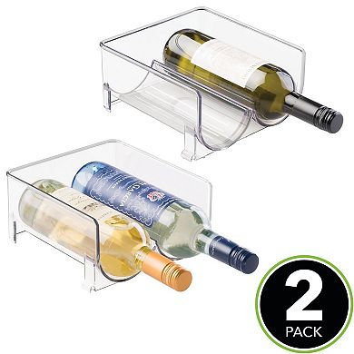 mDesign Plastic Stackable Wine Bottle Storage Organizer Rack, 2 Bottles Wide - 2 Pack