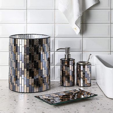 Mosaic Glass Decorative Bathroom Trash Can