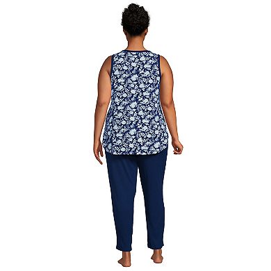 Plus Size Lands' End Women's Cozy 3 Piece Pajama Top, Pajama Pants & Robe Sleep Set