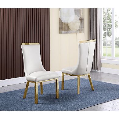 Best Quality Furniture Upholstered Dining Chair with Gold Stainless Steel (Set of 2)
