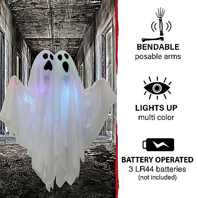 Set of 2 Light Up 1.6-Foot Poseable Ghosts Halloween Decoration