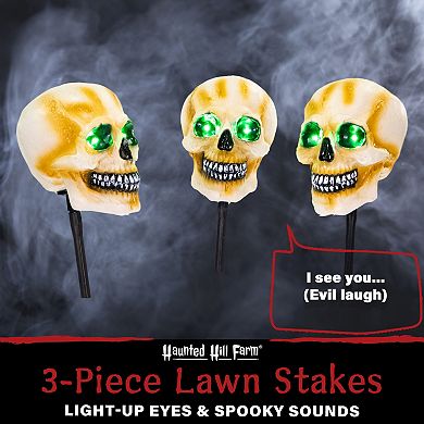 3-Piece Talking Skull Lawn Stakes Halloween Decoration