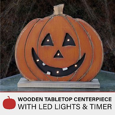 13" Pumpkin Battery Operated Centerpiece Halloween Tabletop Decoration