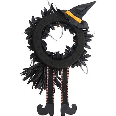 Black and Orange Floral Halloween Wreath