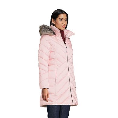 Petite Lands’ End Insulated Cozy Fleece Lined Faux-Fur Trim Hood Puffer Coat