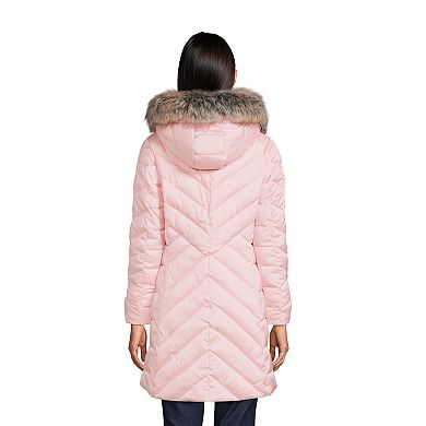 Petite Lands’ End Insulated Cozy Fleece Lined Faux-Fur Trim Hood Puffer Coat