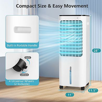 4-in-1 Evaporative Air Cooler with 12L Water Tank and 4 Ice Boxes-White