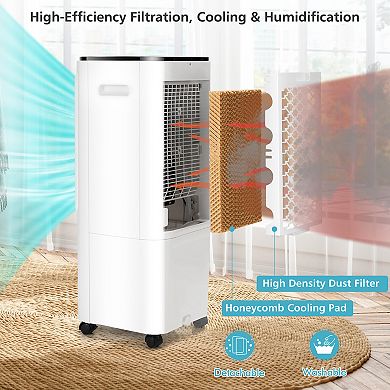 4-in-1 Evaporative Air Cooler with 12L Water Tank and 4 Ice Boxes-White