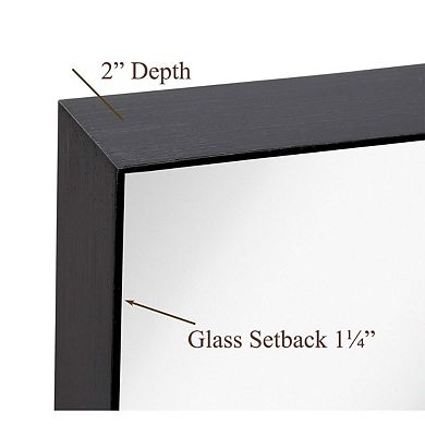 24x36 Inch Metal Black Frame Mirror For Bathroom Brushed Rectangular