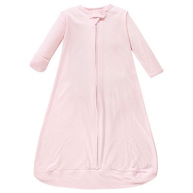 Hudson Baby Infant Girl Cotton Long-Sleeve Wearable Sleeping Bag, Sack, Blanket, Pink Safari