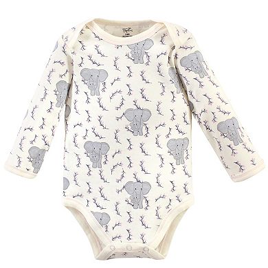 Baby Girl Organic Cotton Long-Sleeve Bodysuits 5pk, Pink Elephant, Preemie