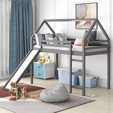 Merax Twin Loft Bed With Slide