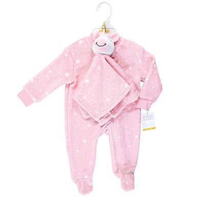 Hudson Baby Infant Girl Flannel Plush Sleep and Play and Security Toy, Pink Unicorn