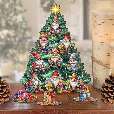 Gnomes-Themed 11-inch Collectible Christmas tree by G.DeBrekht - Tabletop Christmas Decor