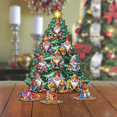 Gnomes-Themed 11-inch Collectible Christmas tree by G.DeBrekht - Tabletop Christmas Decor