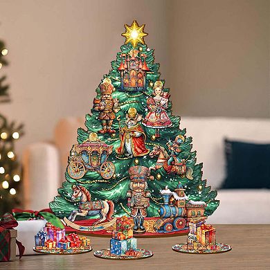 Nutcracker-Themed 11-inch Collectible Christmas tree by G.DeBrekht - Tabletop Christmas Decor