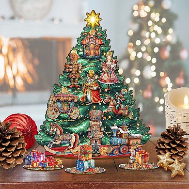 Nutcracker-Themed 11-inch Collectible Christmas tree by G.DeBrekht - Tabletop Christmas Decor