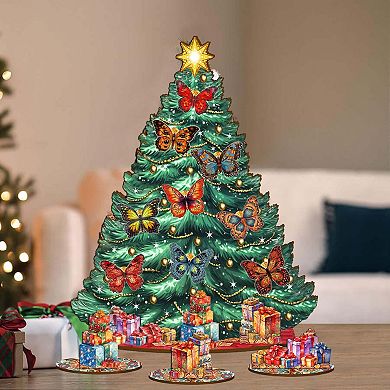 Butterfly-Themed 11-inch Collectible Christmas tree by G.DeBrekht - Tabletop Christmas Decor