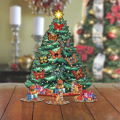 Butterfly-Themed 11-inch Collectible Christmas tree by G.DeBrekht - Tabletop Christmas Decor