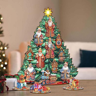 Santa Christmas Arrival-Themed 11-inch Collectible Christmas tree by G.DeBrekht - Tabletop Christmas Decor