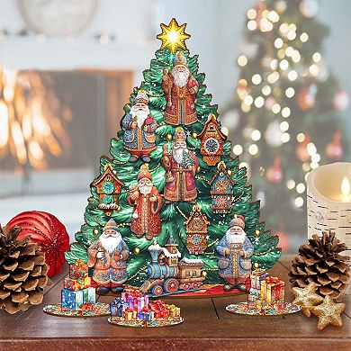 Santa Christmas Arrival-Themed 11-inch Collectible Christmas tree by G.DeBrekht - Tabletop Christmas Decor