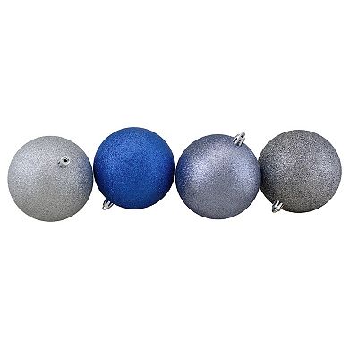 Northlight Set of 12 Blue and Silver Shatterproof 3-Finish Christmas Ball Ornaments