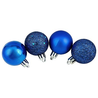 Northlight 96-Pack Lavish Blue Shatterproof 4-Finish Christmas Ball Ornaments